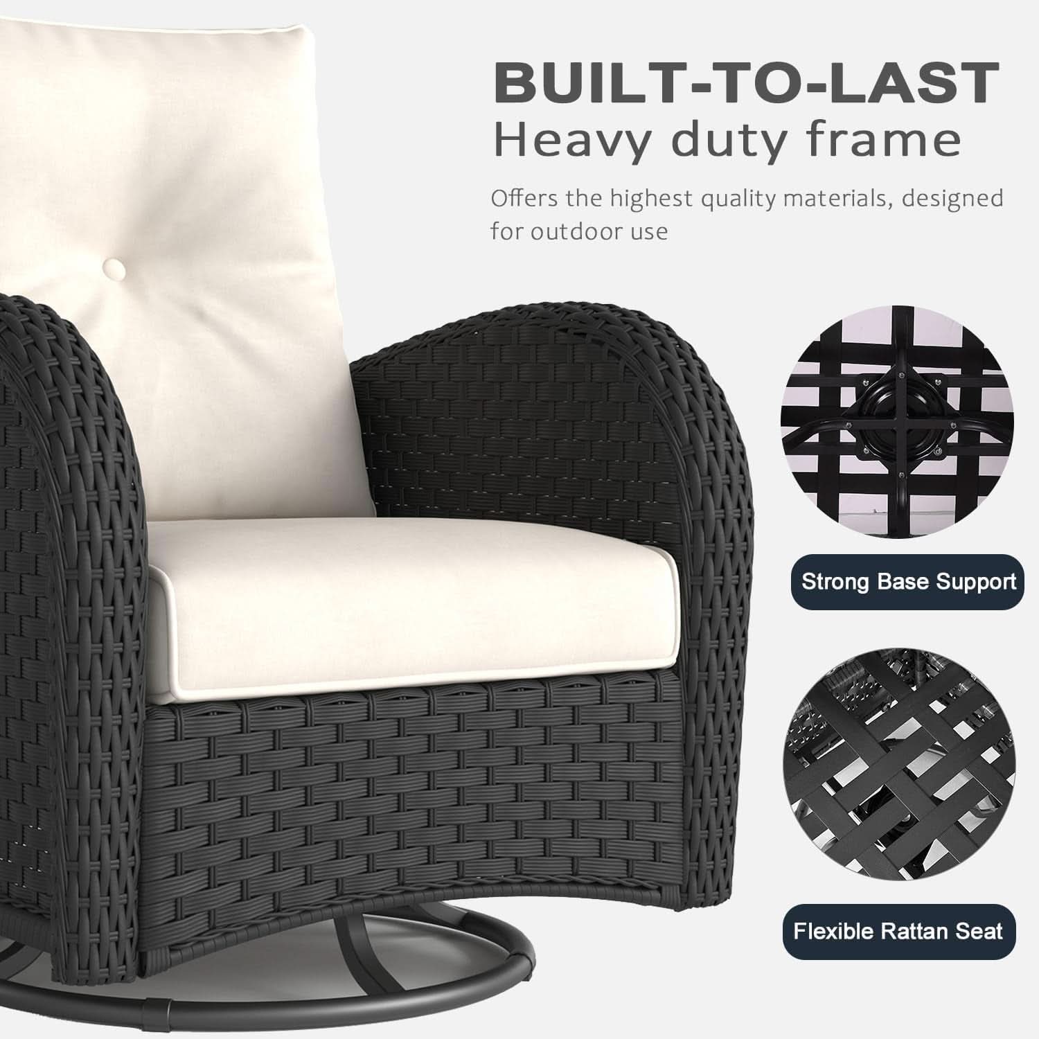 6 Piece Outdoor Patio Furniture Set Sectional Swivel Rocker Chairs