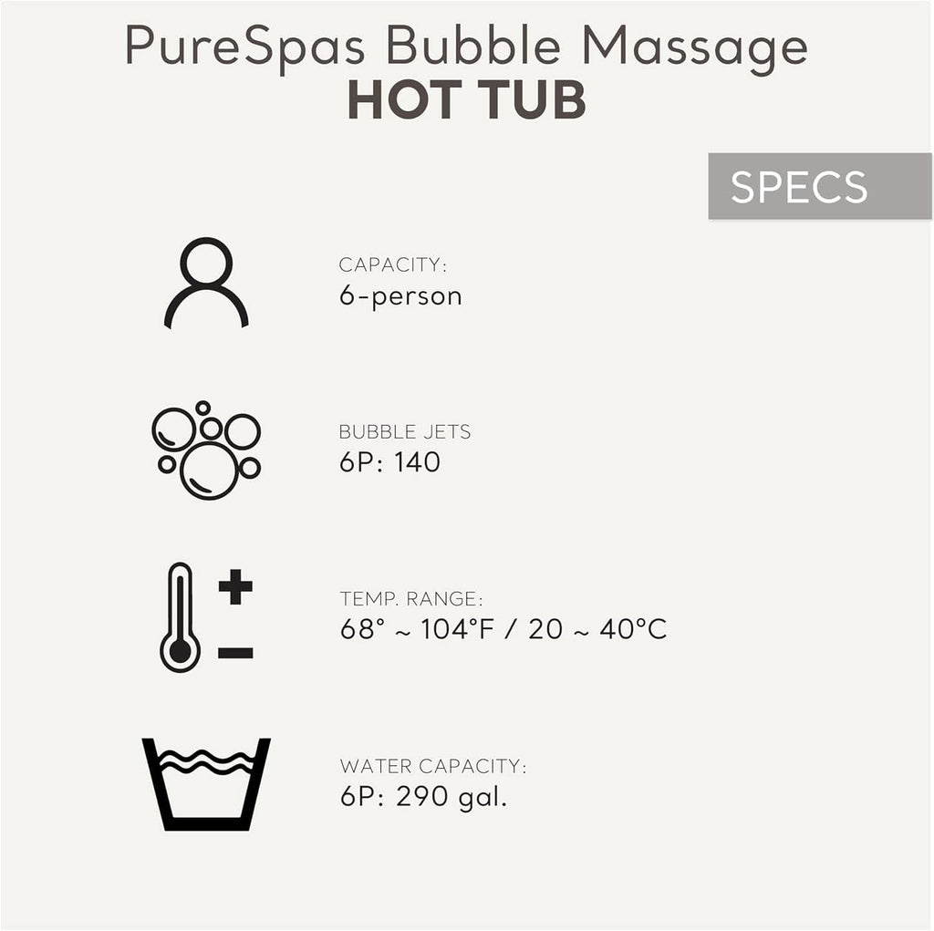 6 Person Inflatable Hot Tub With 140 Bubble Jets Spa