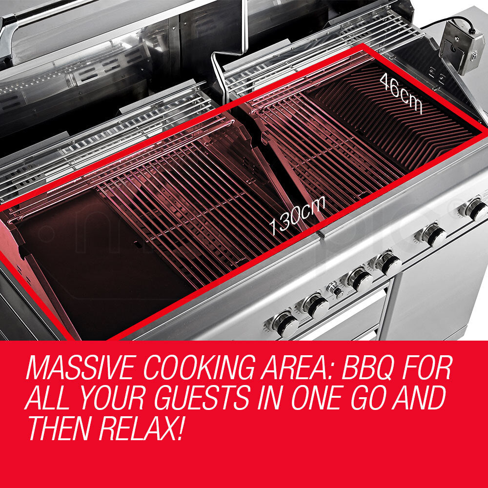 NNEMB 9 Burner BBQ Grill Outdoor Barbeque Gas Stainless Steel Kitchen