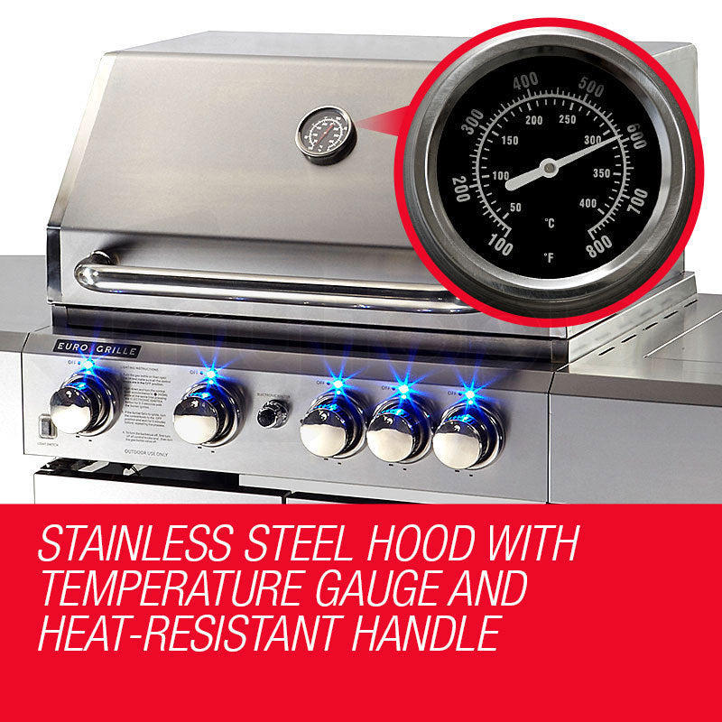 NNEMB 5 Burner BBQ Outdoor Barbeque Grill Gas Stainless Steel Kitchen