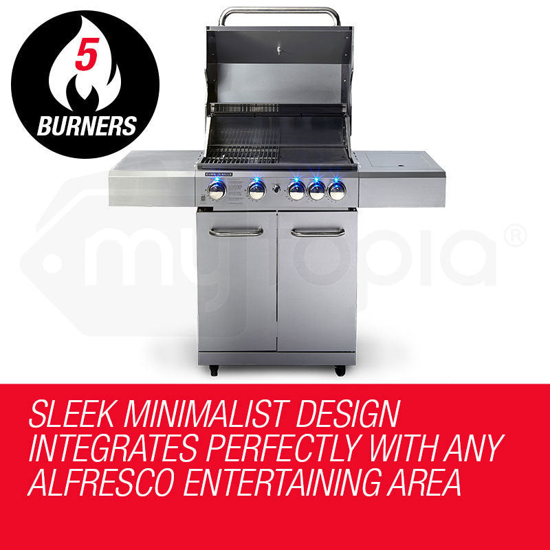 NNEMB 5 Burner BBQ Outdoor Barbeque Grill Gas Stainless Steel Kitchen