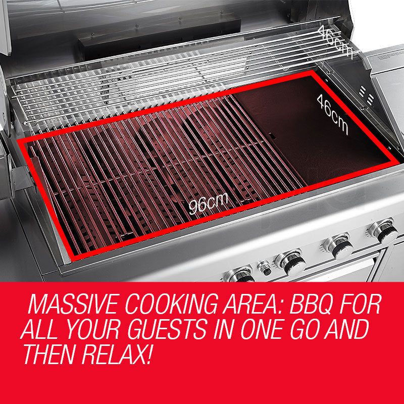 NNEMB 8 Burner BBQ Outdoor Barbeque Gas Stainless Steel Kitchen