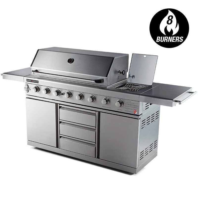 NNEMB 8 Burner BBQ Outdoor Barbeque Gas Stainless Steel Kitchen
