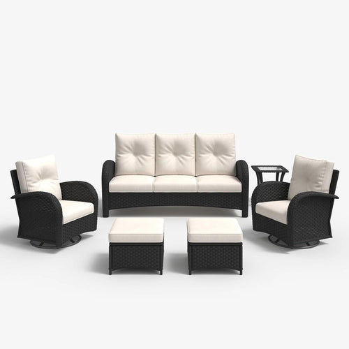 6 Piece Outdoor Patio Furniture Set Sectional Swivel Rocker Chairs