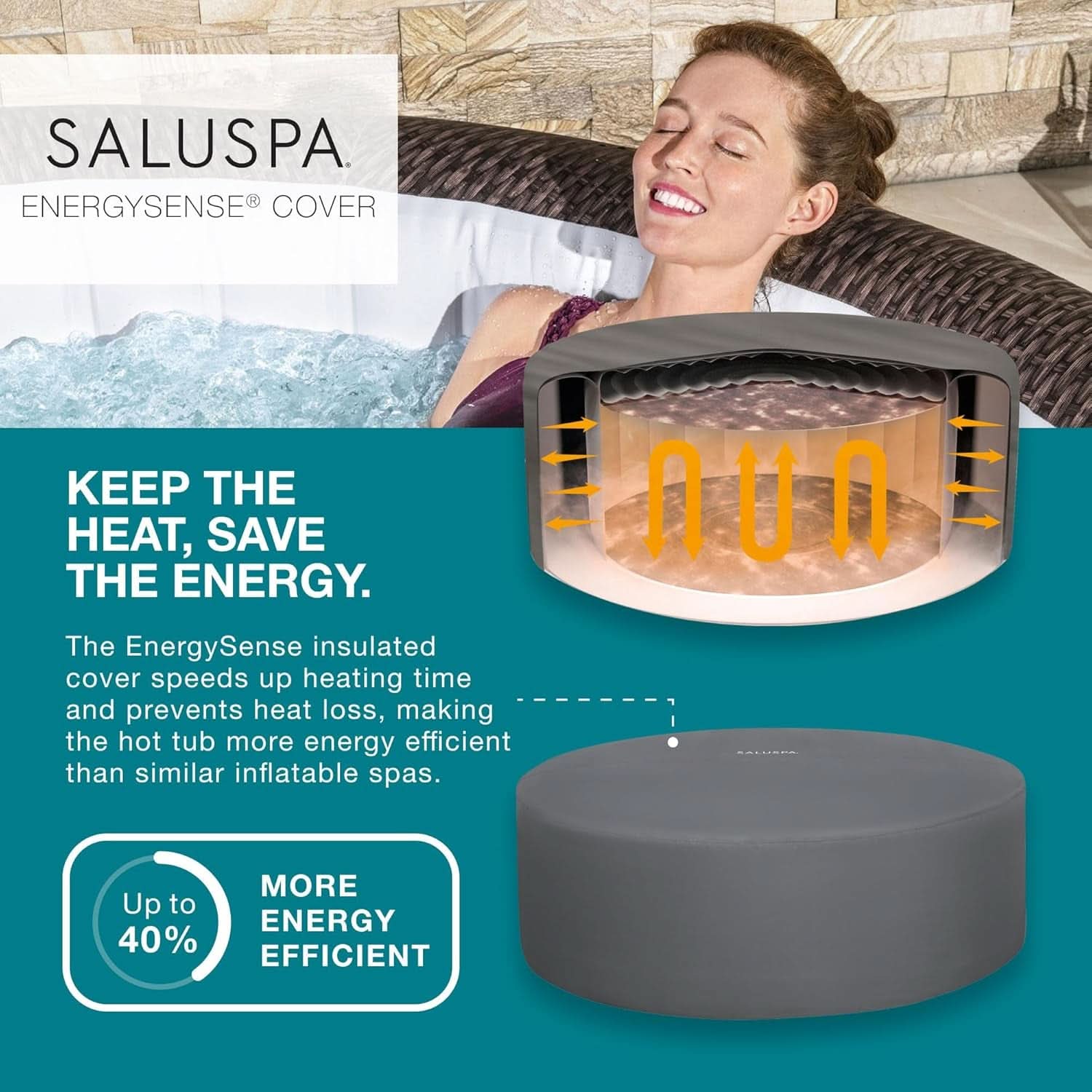 7 Person Round Inflatable Hot Tub 180 Jets Energy Efficient