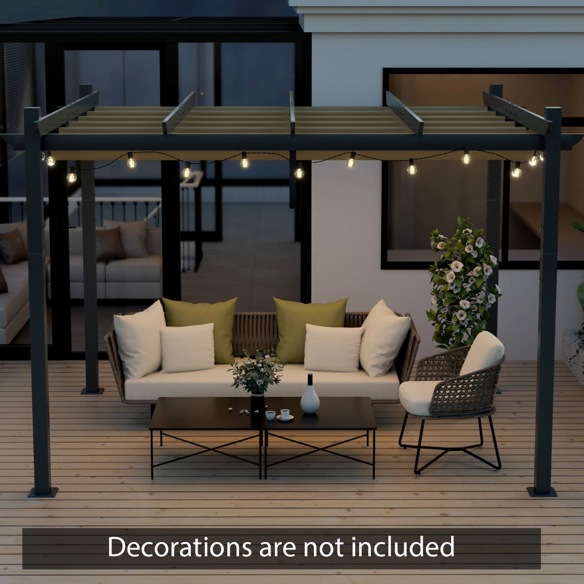 NNECW Outdoor Retractable Pergola with Retractable Canopy Cover for Garden